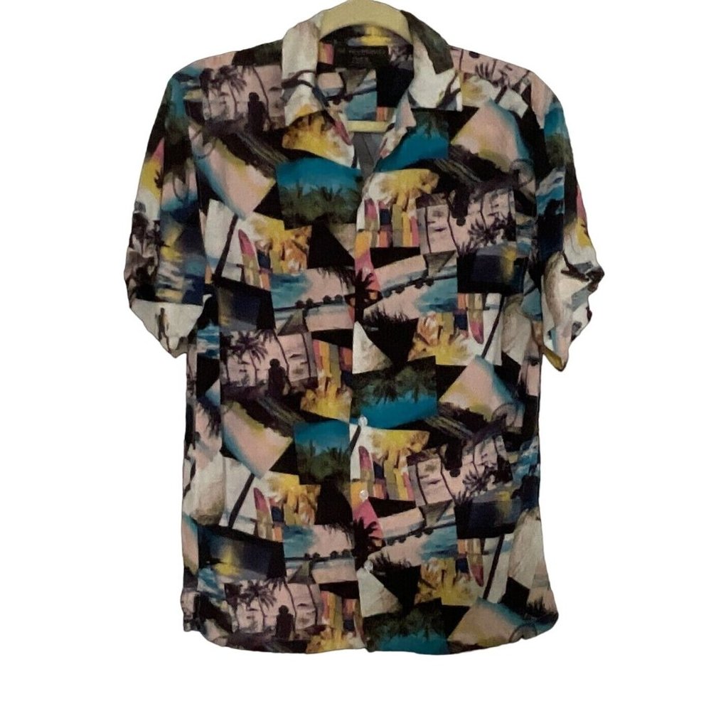 No Boundaries Mens Tropical Button Down Shirt‎ Size Small (34-36) Rayon